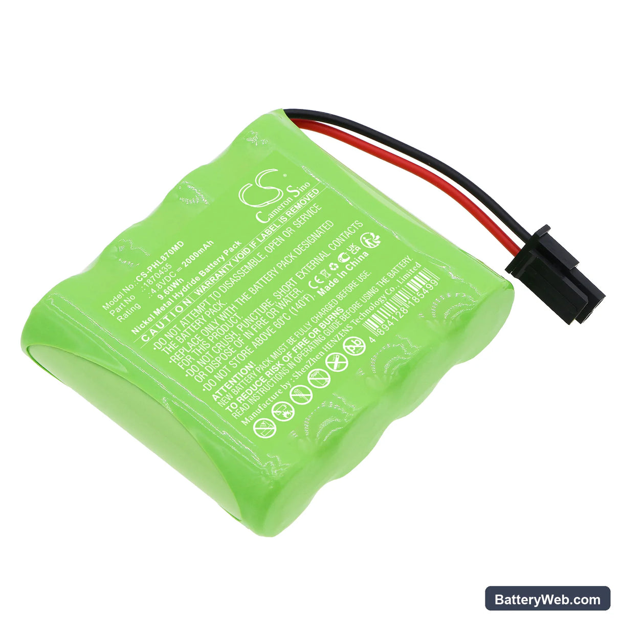 Philips Lifeline GoSafe Mobile Alert System 870435 Replacement Battery, 4.8V, 2000mAh, Ni-MH 1