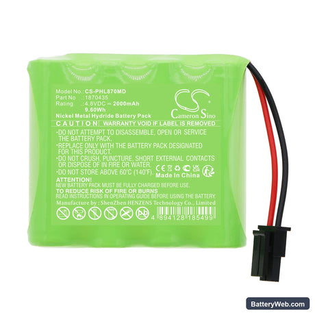 Philips Lifeline GoSafe Mobile Alert System 870435 Replacement Battery, 4.8V, 2000mAh, Ni-MH 3