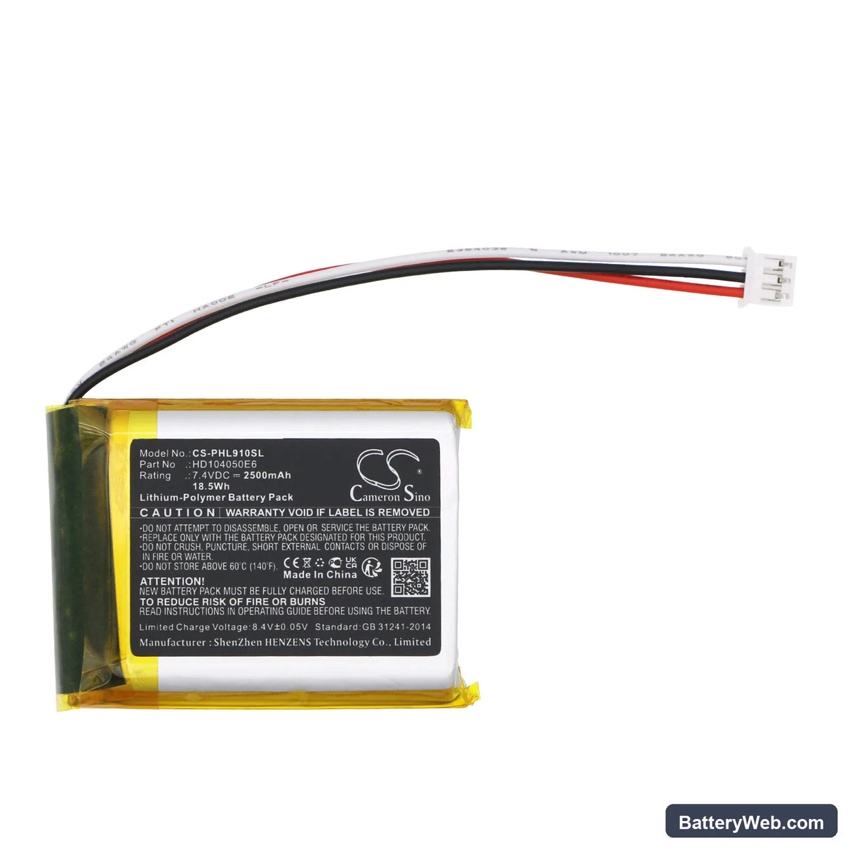 Philips Fidelio E6 Replacement Battery, 7.4V, 2500mAh, Li-Polymer 3