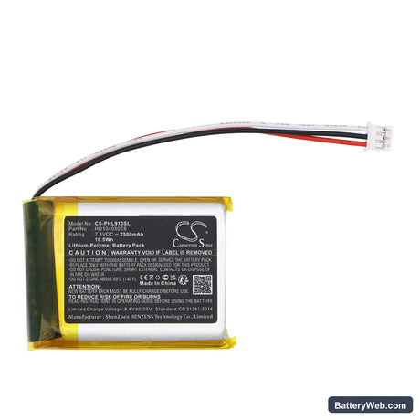 Philips Fidelio E6 Replacement Battery, 7.4V, 2500mAh, Li-Polymer 3