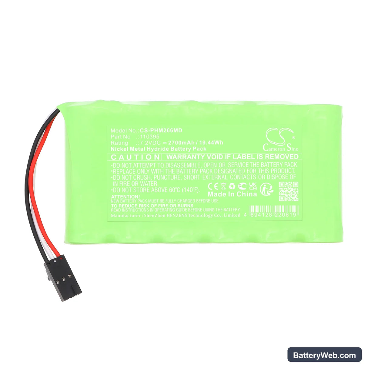 Philips PageWriter 10 Replacement Battery, 7.2V, 2700mAh, Ni-MH 3