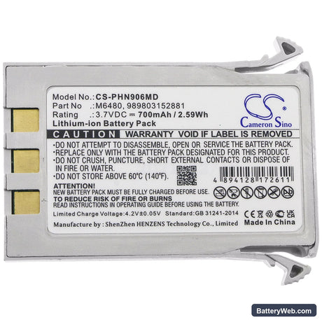 Philips Moniteur Invivo 9065 Replacement Battery, 3.7V, 700mAh, Li-ion 3