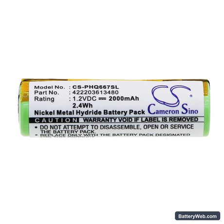 Remington TF600 Replacement Battery, 1.2V, 2000mAh, Ni-MH 3