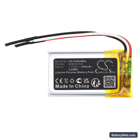 Philips CVR208 Replacement Battery, 3.7V, 240mAh, Li-Polymer 3