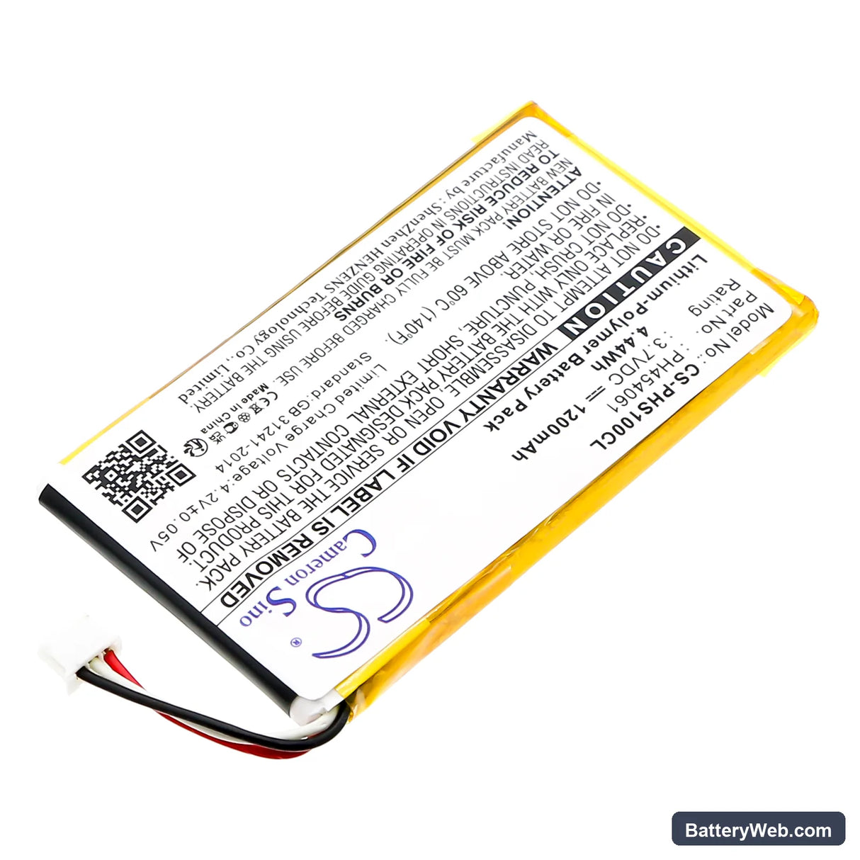 Philips S10A Replacement Battery, 3.7V, 1200mAh, Li-Polymer 2