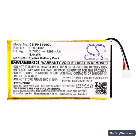 Philips S10A Replacement Battery, 3.7V, 1200mAh, Li-Polymer 3