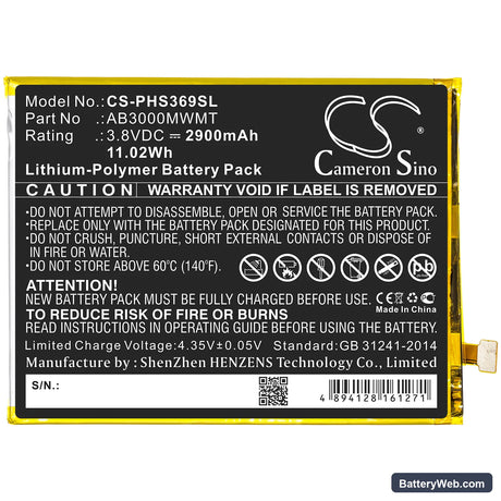Philips Xenium S369 Replacement Battery, 3.8V, 2900mAh, Li-Polymer 3