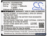 Philips Xenium S337 Replacement Battery, 3.7V, 1800mAh, Li-ion 5