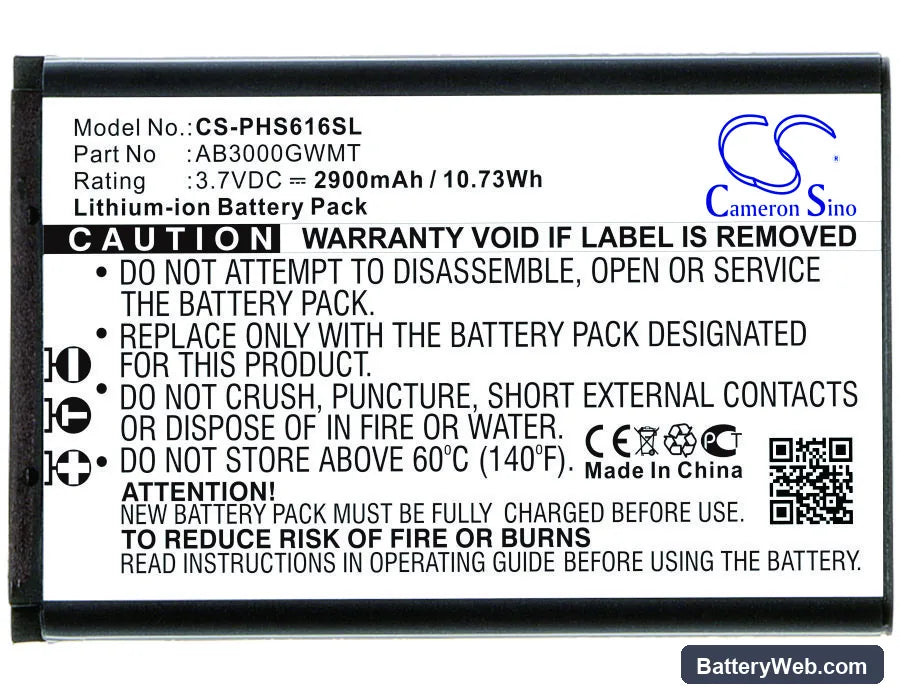 Philips S616 Replacement Battery, 3.7V, 2900mAh, Li-ion 1