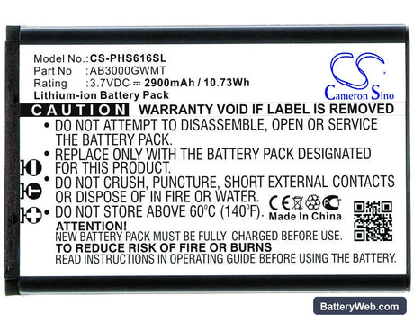 Philips S616 Replacement Battery, 3.7V, 2900mAh, Li-ion 1