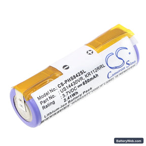 Philips AT750 Replacement Battery, 3.7V, 650mAh, Li-ion 1