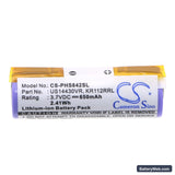 Philips AT750 Replacement Battery, 3.7V, 650mAh, Li-ion 3