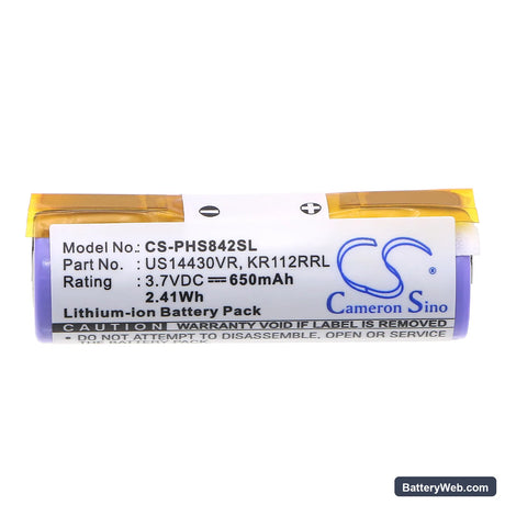 Philips AT750 Replacement Battery, 3.7V, 650mAh, Li-ion 3