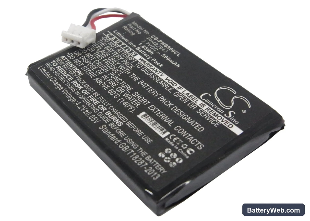 Philips S9A Replacement Battery, 3.7V, 500mAh, Li-ion 1