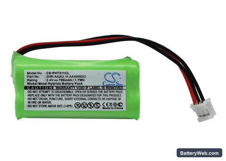 Philips DECT 211 Replacement Battery, 2.4V, 700mAh, Ni-MH 1