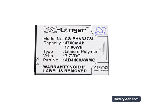 Philips Xenium V387 Replacement Battery, 3.7V, 4700mAh, Li-Polymer 5
