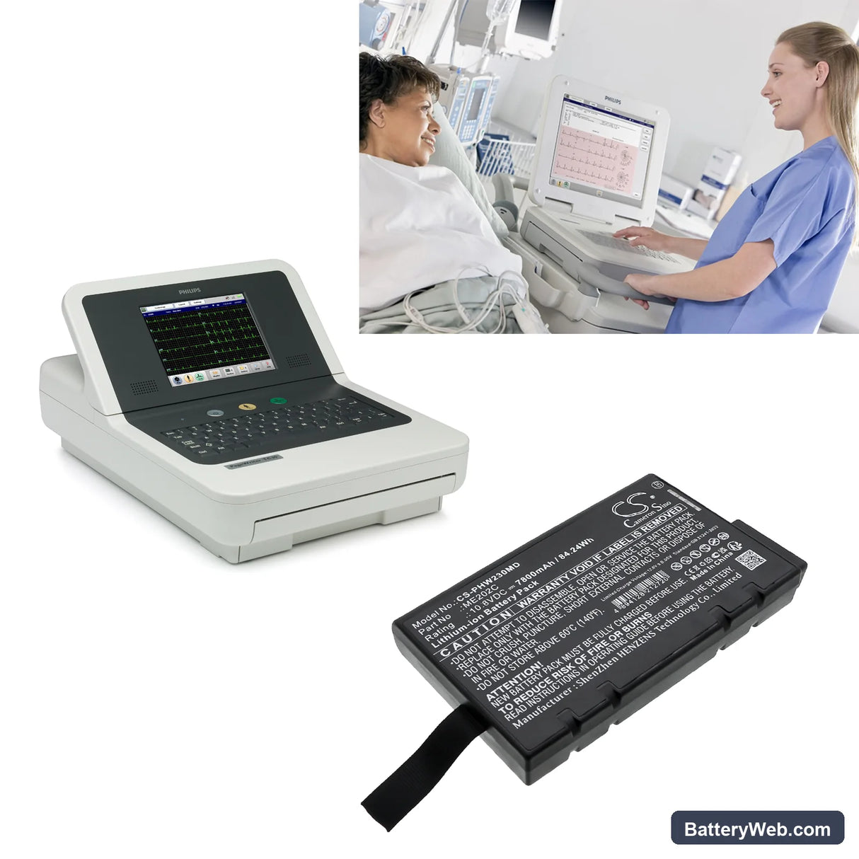 Philips PageWriter TC20 Replacement Battery, 10.8V, 7800mAh, Li-ion 6