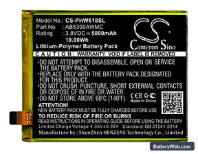 Philips Xenium W6618 Replacement Battery, 3.8V, 5000mAh, Li-Polymer 1