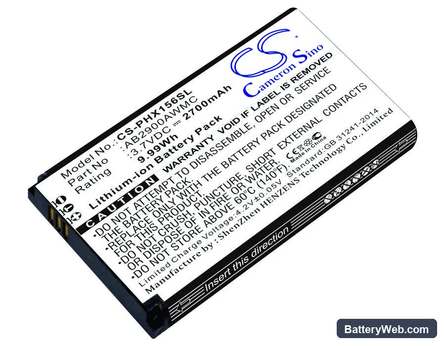 Philips Xenium X1560 Replacement Battery, 3.7V, 2700mAh, Li-ion 1