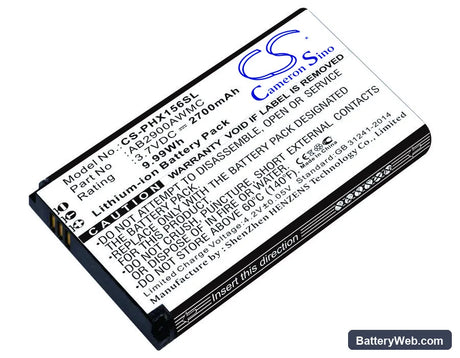 Philips Xenium X1560 Replacement Battery, 3.7V, 2700mAh, Li-ion 1
