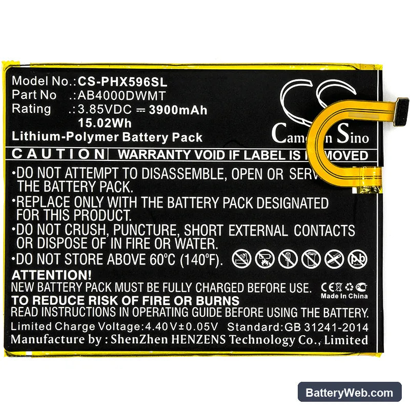 Philips Xenium X596 Replacement Battery, 3.85V, 3900mAh, Li-Polymer 3