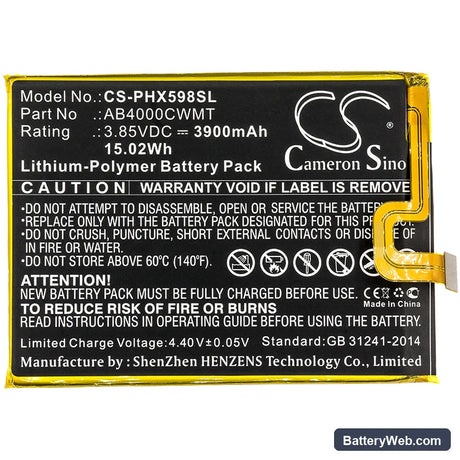 Philips Xenium S598 Replacement Battery, 3.85V, 3900mAh, Li-Polymer 3