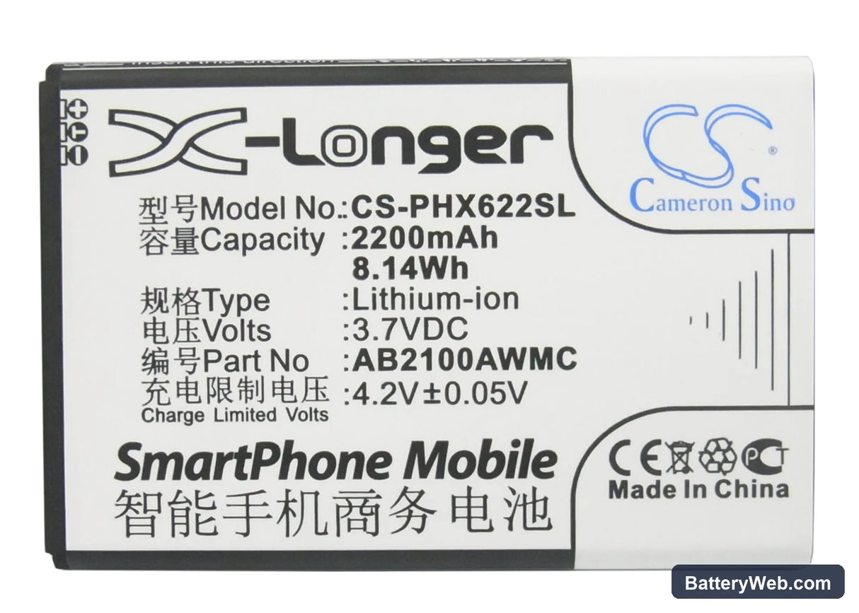 Philips Xenium V726 Replacement Battery, 3.7V, 2200mAh, Li-ion 4