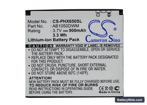 Philips Xenium X810 Replacement Battery, 3.7V, 900mAh, Li-ion 1