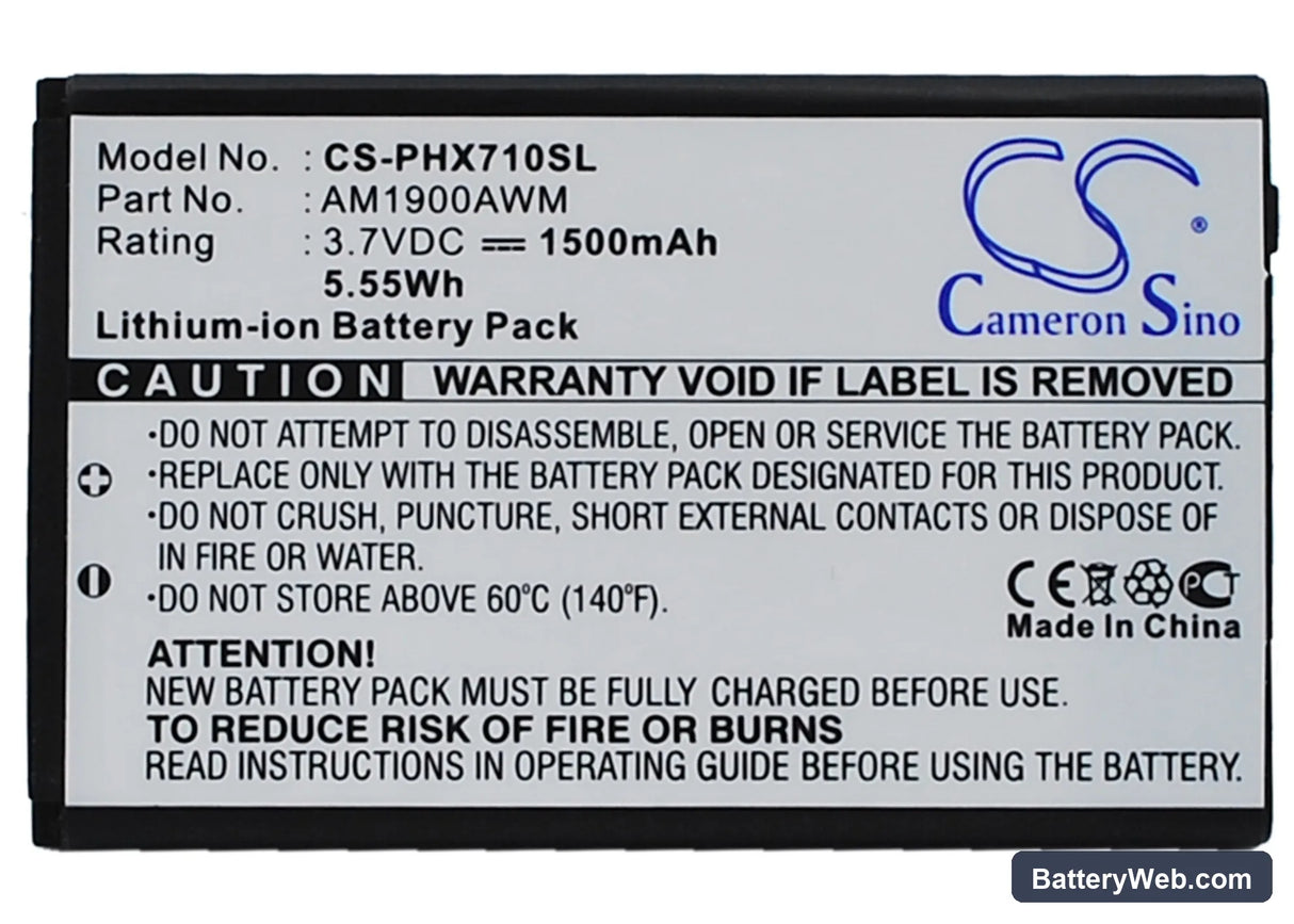Philips Xenium X710 Replacement Battery, 3.7V, 1500mAh, Li-ion 5