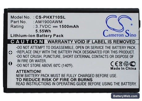 Philips Xenium X710 Replacement Battery, 3.7V, 1500mAh, Li-ion 5