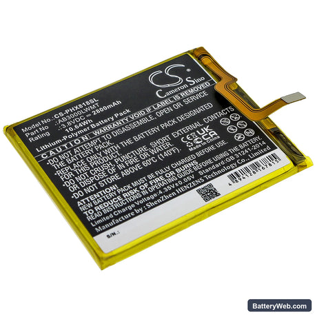 Philips Xenium X818 Replacement Battery, 3.8V, 2800mAh, Li-Polymer 1