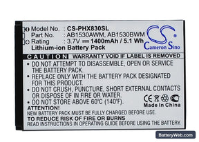 Philips Xenium T910 Replacement Battery, 3.7V, 1400mAh, Li-ion 1