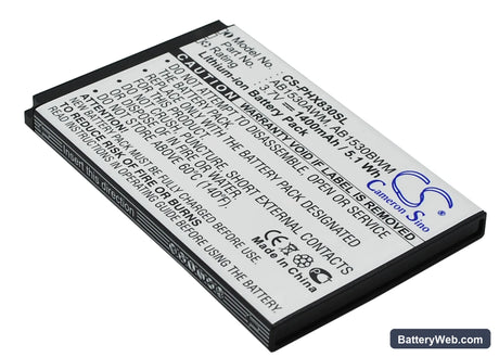 Philips Xenium T910 Replacement Battery, 3.7V, 1400mAh, Li-ion 3