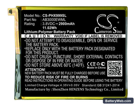 Philips I999 Replacement Battery, 3.8V, 2900mAh, Li-Polymer 1