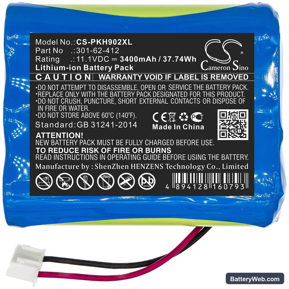 Peaktech P 9020 Replacement Battery, 11.1V, 3400mAh, Li-ion 3
