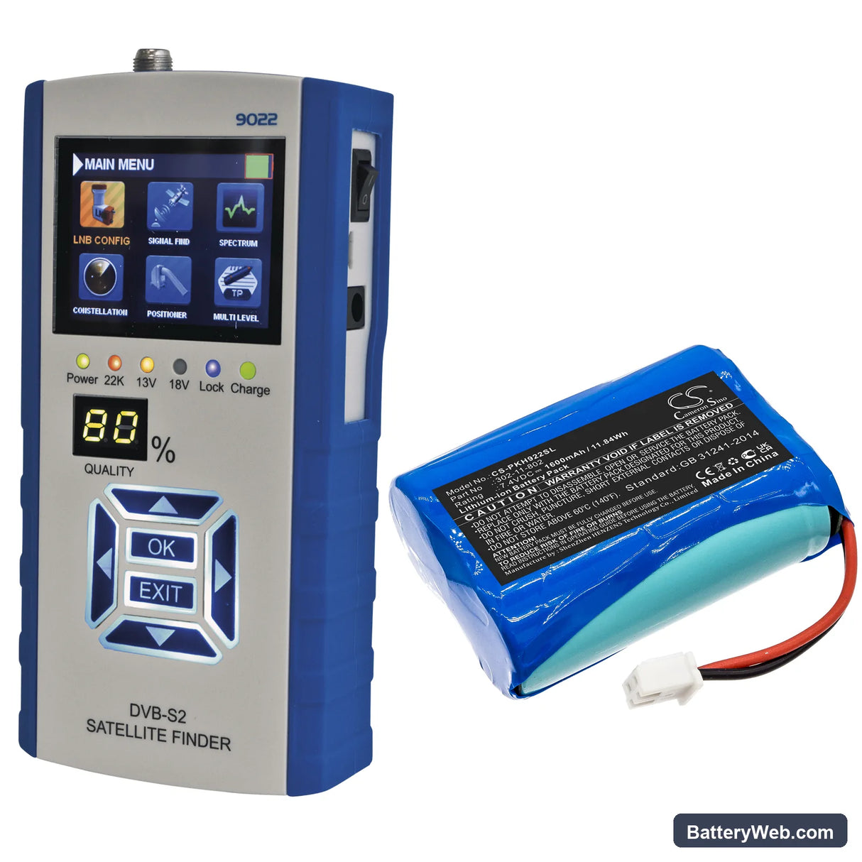 Peaktech P 9022 Replacement Battery, 7.4V, 1600mAh, Li-ion 6