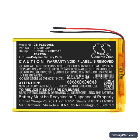 Polaroid BDL0948PCE Replacement Battery, 3.7V, 3300mAh, Li-Polymer 3