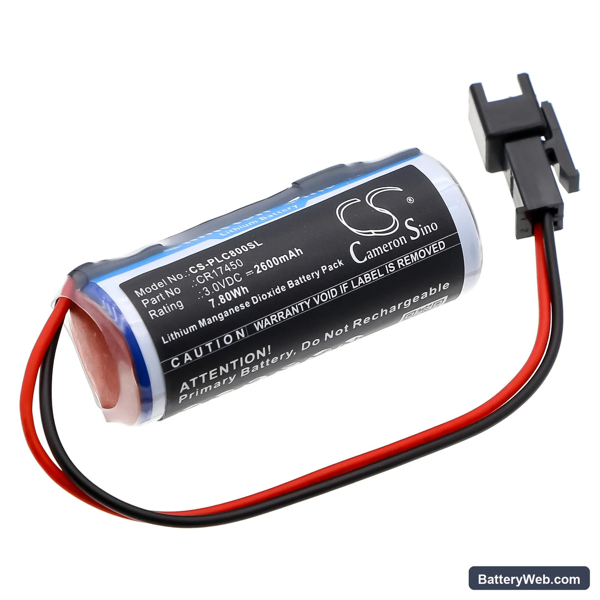 Sanyo CR8.L Replacement Battery, 3V, 2600mAh, Li-MnO2 1