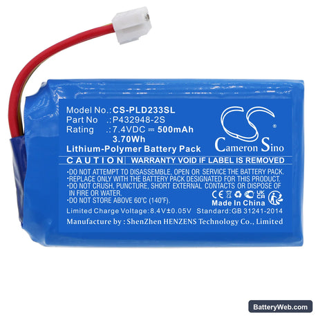 LG PD233 Replacement Battery, 7.4V, 500mAh, Li-Polymer 3