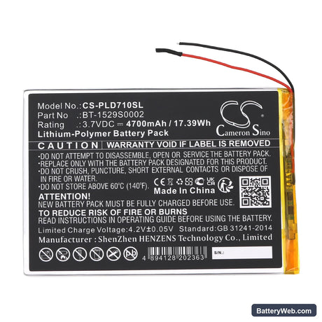 Polaroid MID1047 Replacement Battery, 3.7V, 4700mAh, Li-Polymer 3