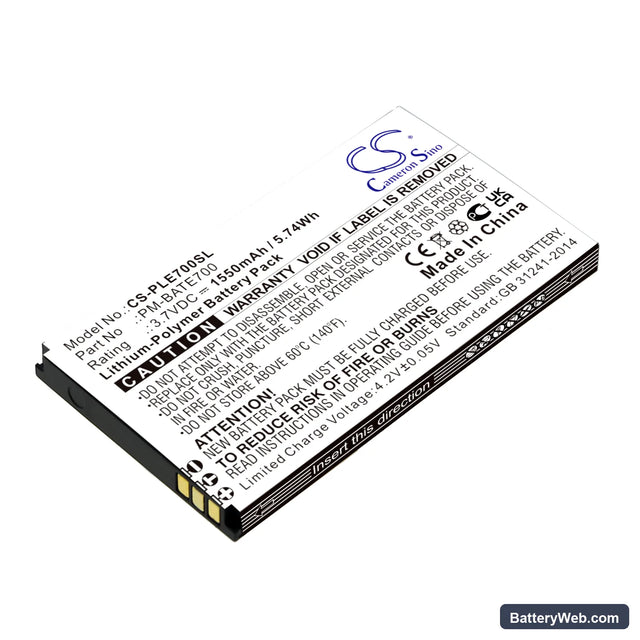 Plum E700 Replacement Battery, 3.7V, 1550mAh, Li-Polymer 1