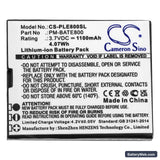 Plum E800 Replacement Battery, 3.7V, 1100mAh, Li-ion 5
