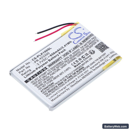 Plantronics K100 Replacement Battery, 3.7V, 650mAh, Li-Polymer 1