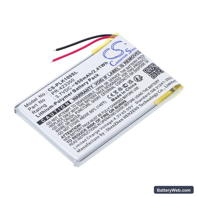 Plantronics K100 Replacement Battery, 3.7V, 650mAh, Li-Polymer 1