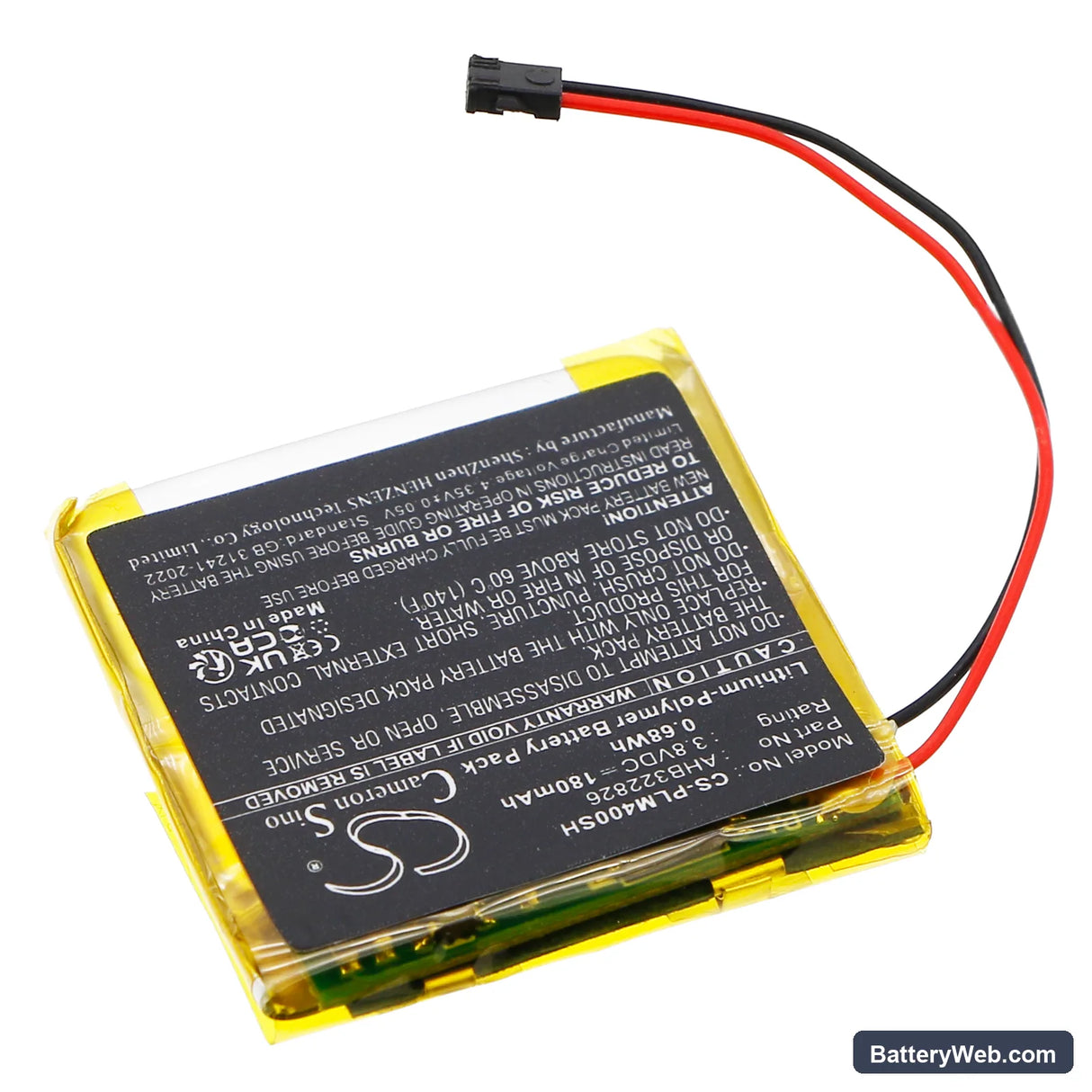 Polar GPS Sport Watch M400 Replacement Battery, 3.8V, 180mAh, Li-Polymer 2