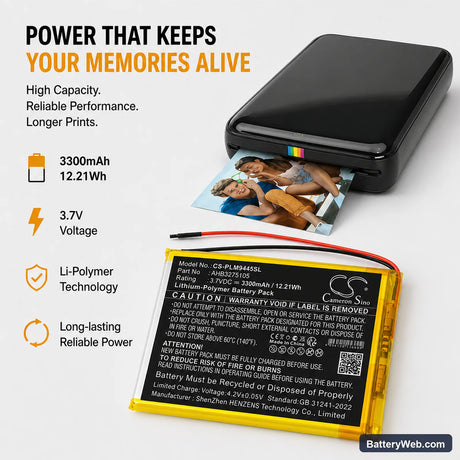 Polaroid MIDB944PXE Replacement Battery, 3.7V, 3300mAh, Li-Polymer 5
