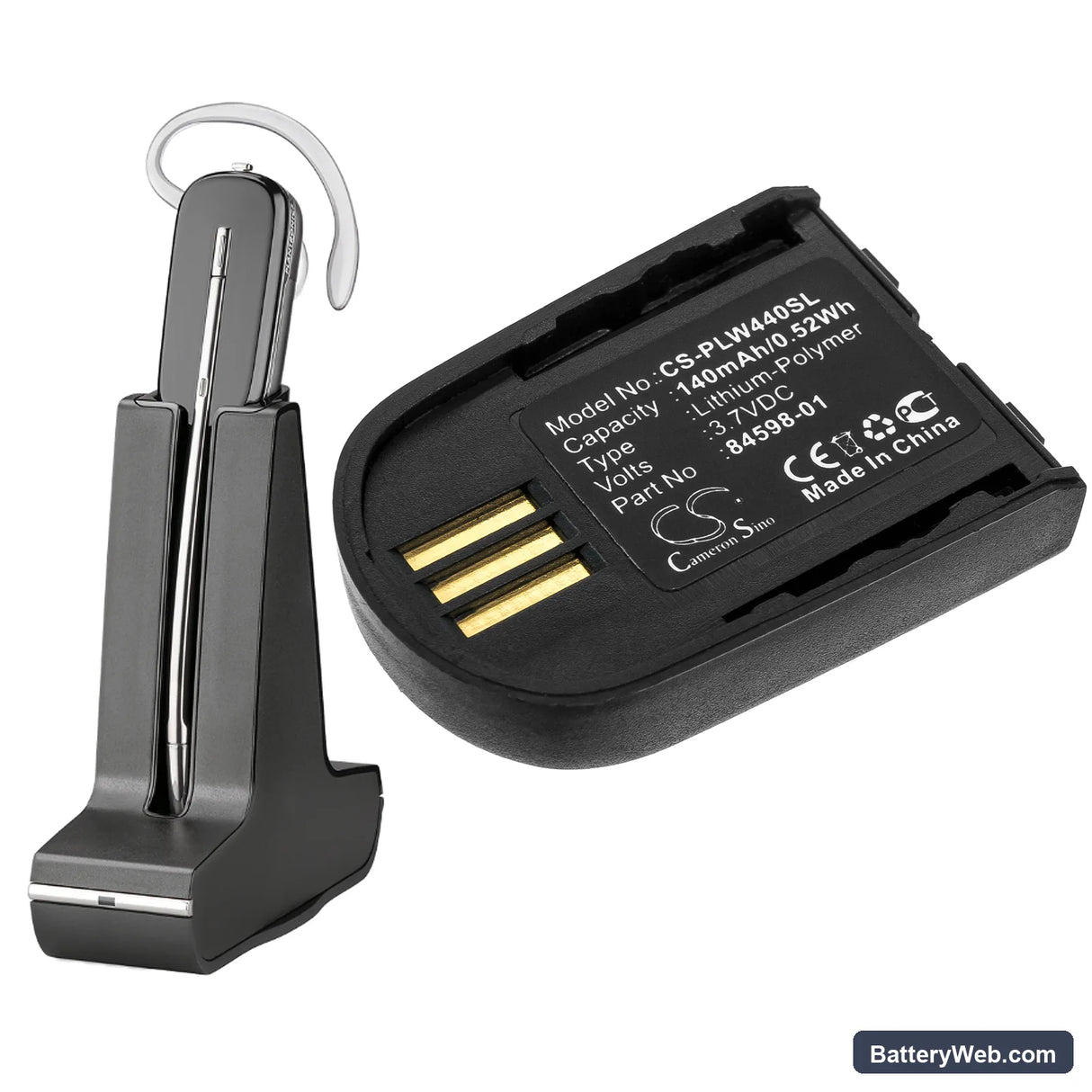 Plantronics Savi Replacement Battery, 3.7V, 140mAh, Li-Polymer 6