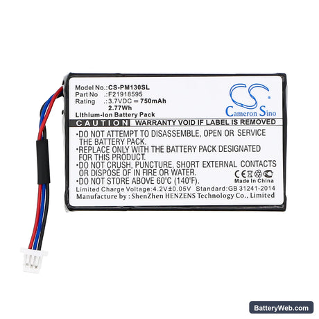 Palm M130 Replacement Battery, 3.7V, 750mAh, Li-ion 3