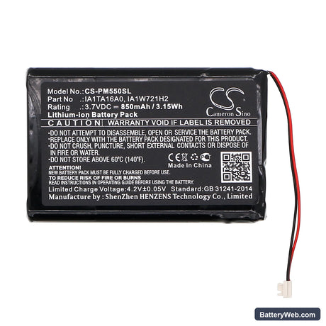 Palm M550 Replacement Battery, 3.7V, 850mAh, Li-ion 3