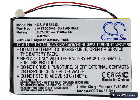 Palm M550 Replacement Battery, 3.7V, 1100mAh, Li-Polymer 5